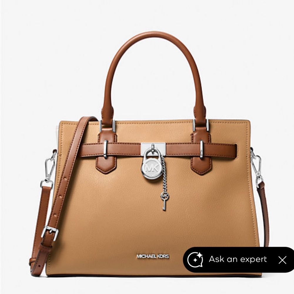 Michael Kors Tan and Brown Satchel with Silver Hardware
